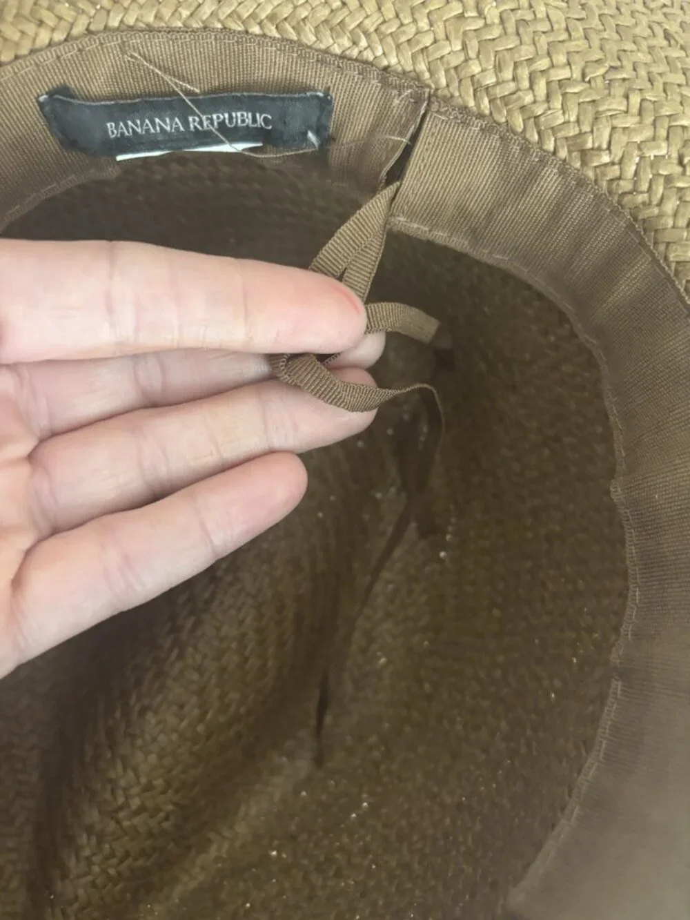 Vintage Banana Republic Straw Hat Made in Italy Black Ribbon Sun Beach Fedora SM